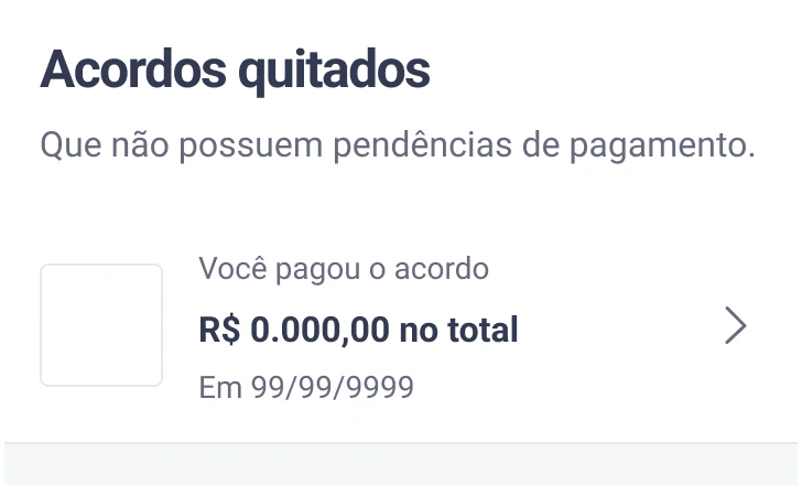 The section “Paid agreements”, in Portuguese, with one agreement: You paid the agreement.
